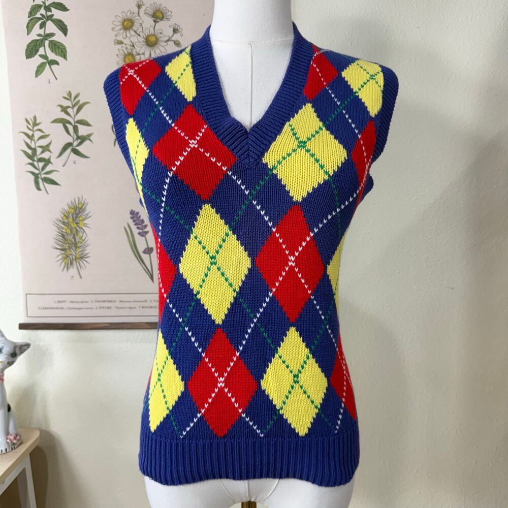 Vintage 90s Y2k Ralph Lauren Argyle Sweater Vest Twee Preppy Retro Heritage S